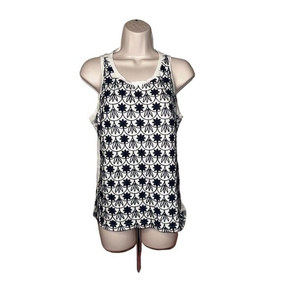 Tank ~ JCrew ~ Medium ~ EUC ~ White and Navy - Picture 1 of 6